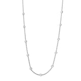 Sterling Silver Multi Diamond Cut Beads Two-Tone Rhodium Plated Italian Necklace