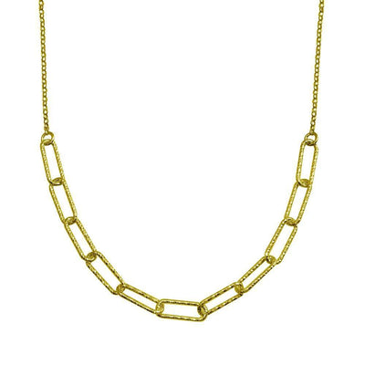 Sterling Silver Gold Plated Diamond Cut Link Chain Necklace - silverdepot