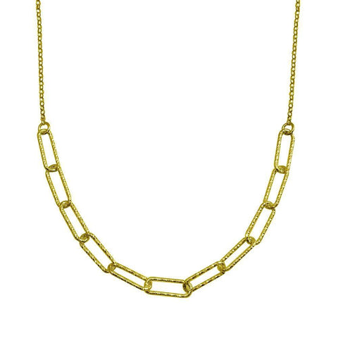 Sterling Silver Gold Plated Diamond Cut Link Chain Necklace