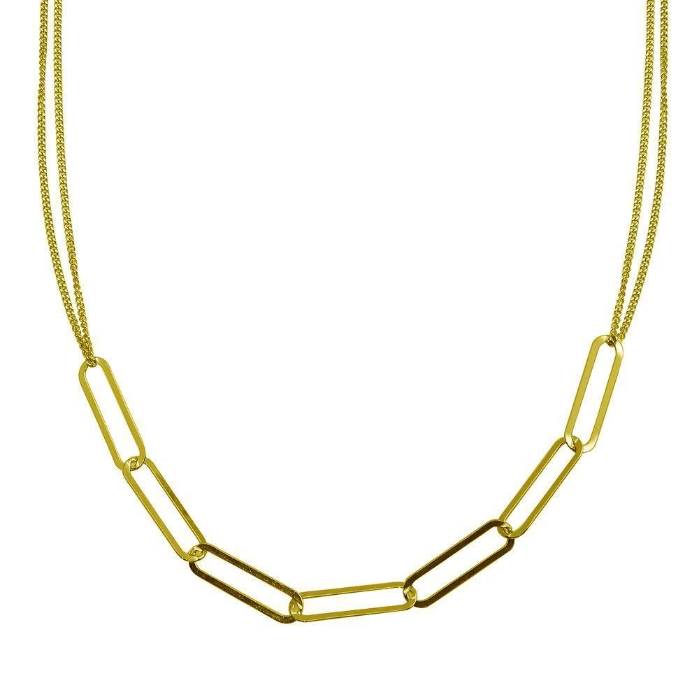 Sterling Silver Gold Plated Thin Curb Link Chain Necklace - silverdepot