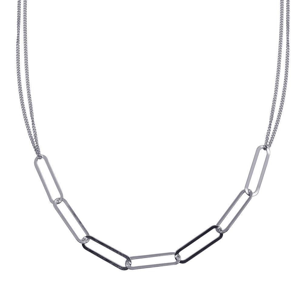 Sterling Silver Rhodium Plated Thin Curb Link Chain Necklace - silverdepot