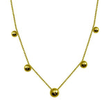 Sterling Silver Gold Plated 5 Beads Diamond Cut Link Chain Necklace