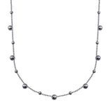 Sterling Silver Rhodium Plated Multi Beaded Chain Necklace