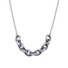 Load image into Gallery viewer, Sterling Silver Rhodium Plated Large Link Center Necklace - silverdepot