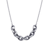 Sterling Silver Rhodium Plated Large Link Center Necklace