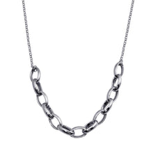 Load image into Gallery viewer, Sterling Silver Rhodium Plated Large Oval Link Center Necklace - silverdepot