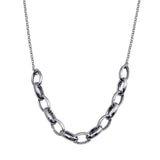 Sterling Silver Rhodium Plated Large Oval Link Center Necklace