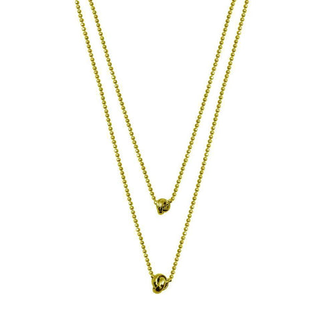Sterling Silver Gold Plated Multi Beaded Chain Knot Charm Necklace