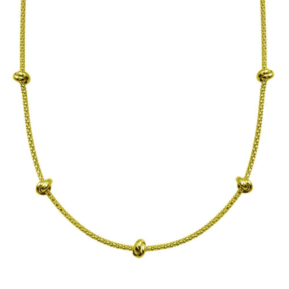 Sterling Silver Gold Plated Correana Chain 5 Knot Charm Necklace