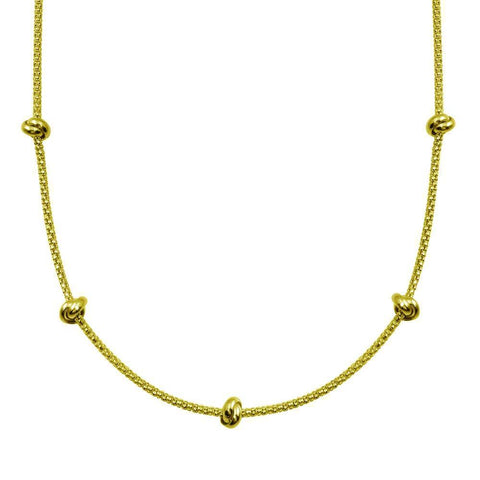 Sterling Silver Gold Plated Correana Chain 5 Knot Charm Necklace