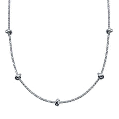 Sterling Silver Rhodium Plated Correana Chain 5 Knot Charm Necklace
