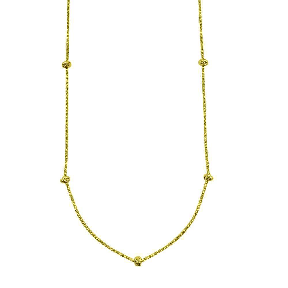 Sterling Silver Gold Plated Correana Chain 7 Knot Charm Necklace
