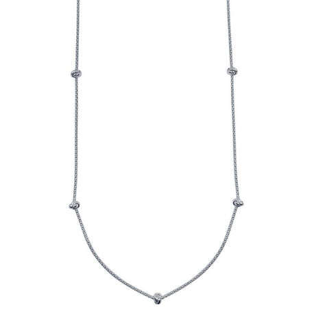 Sterling Silver Rhodium Plated Correana Chain 7 Knot Charm Necklace