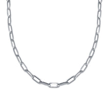 Load image into Gallery viewer, Sterling Silver Rhodium Plated Paperclip Chain Necklace