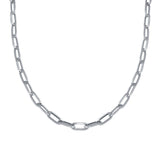 Sterling Silver Rhodium Plated Paperclip Chain Necklace