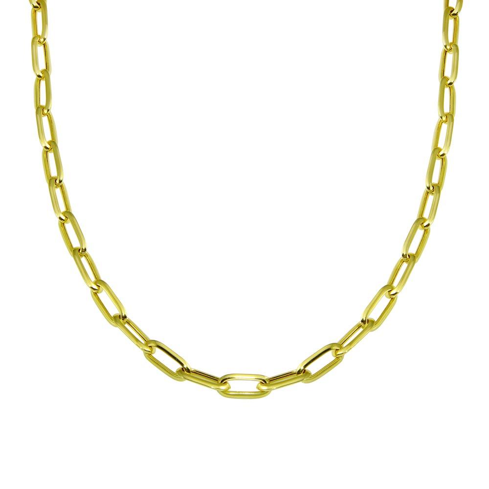 Sterling Silver Gold Plated Paperclip Chain Necklace