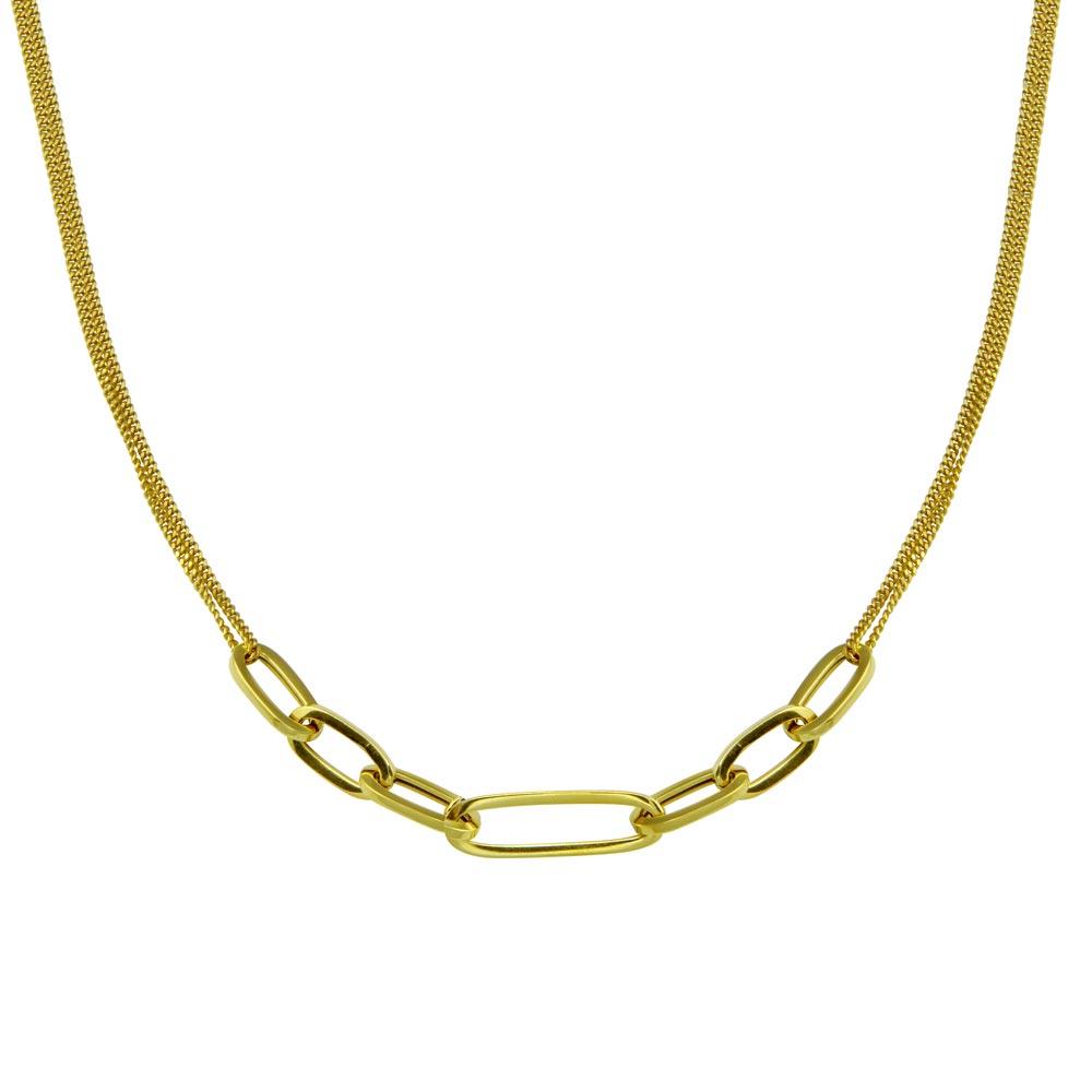 Sterling Silver Gold Plated Cuban Paperclip Chain Necklace