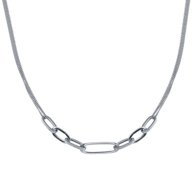 Sterling Silver Rhodium Plated Cuban Paperclip Chain Necklace
