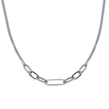Sterling Silver Rhodium Plated Cuban Paperclip Chain Necklace