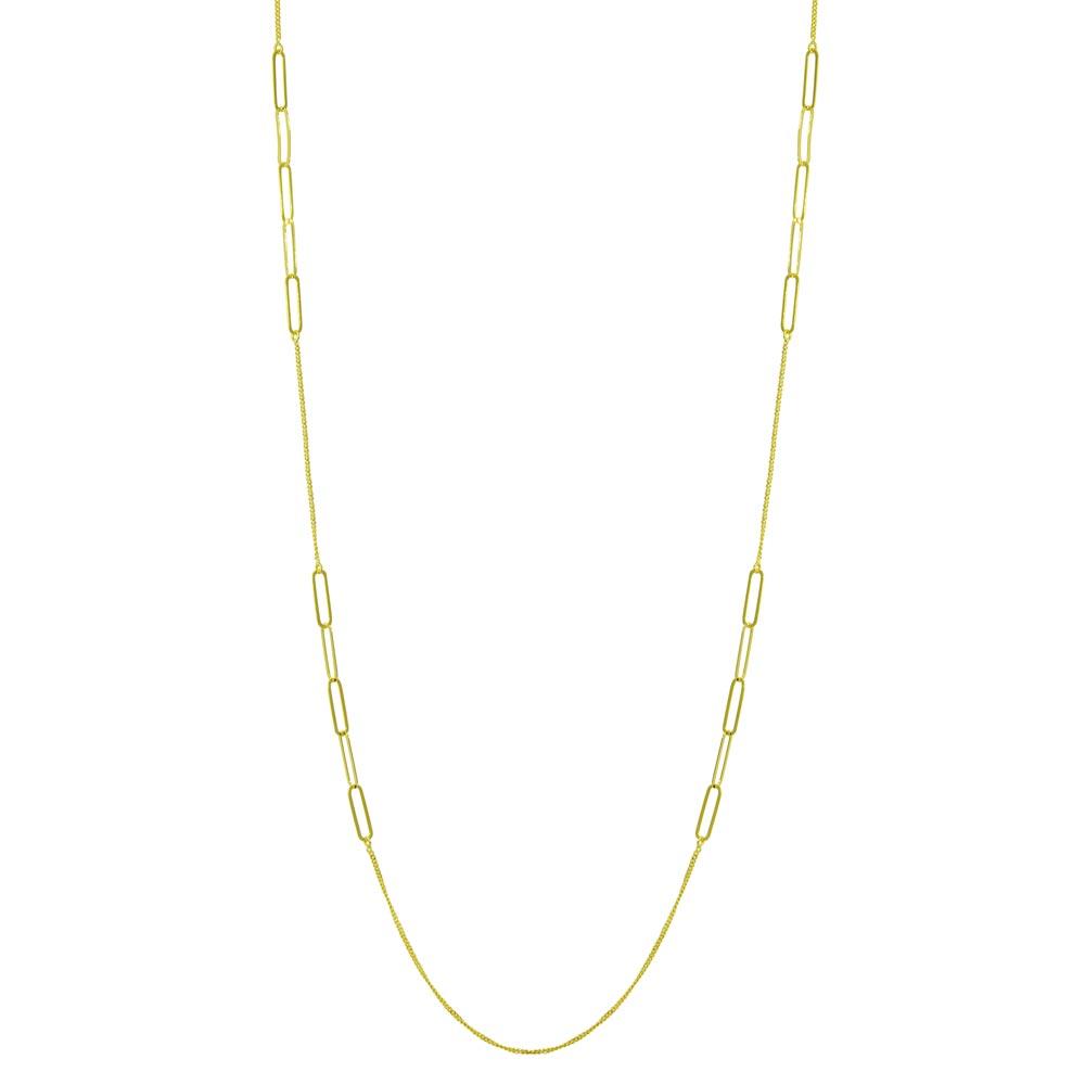 Sterling Silver Gold Plated Paperclip Chain Necklace