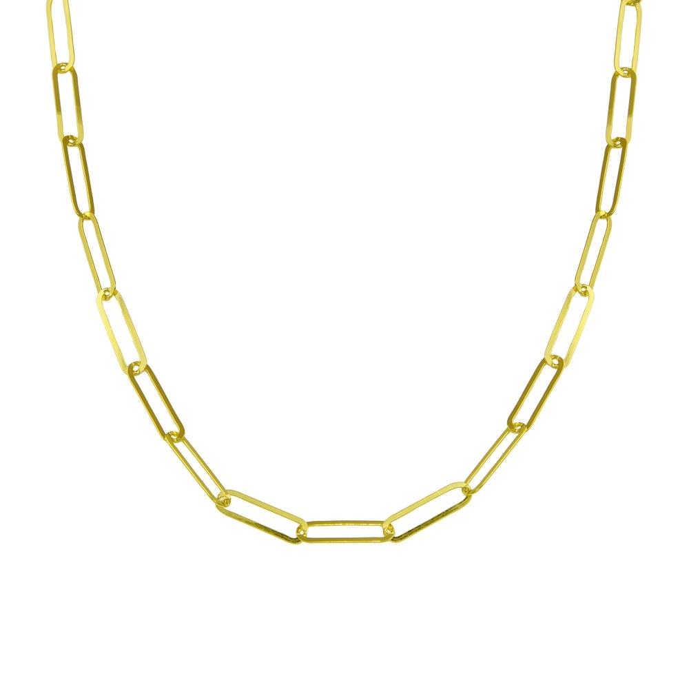 Sterling Silver Gold Plated Paperclip Chain Necklace