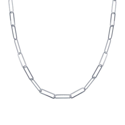 Sterling Silver Rhodium Plated Paperclip Chain Necklace