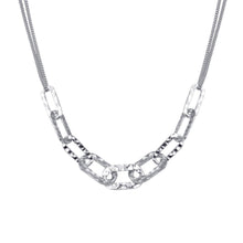 Load image into Gallery viewer, Sterling Silver Rhodium Plated Paperclip Chain Textured Necklace