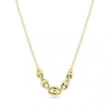 Load image into Gallery viewer, Sterling Silver Gold Plated Puffed Mariner Adjustable Link Necklace