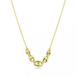 Sterling Silver Gold Plated Puffed Mariner Adjustable Link Necklace