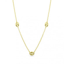 Load image into Gallery viewer, Sterling Silver Gold Plated Three Puffed Mariner Adjustable Link Necklace