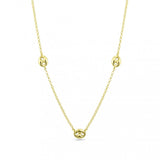 Sterling Silver Gold Plated Three Puffed Mariner Adjustable Link Necklace