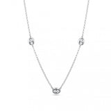 Sterling Silver Rhodium Plated Three Puffed Mariner Adjustable Link Necklace