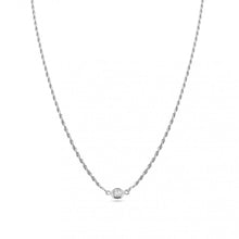 Load image into Gallery viewer, Sterling Silver Rhodium Plated Rope Clear CZ Adjustable Link Necklace