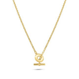 Sterling Silver Gold Plated Rolo Adjustable Donut and Bar Necklace