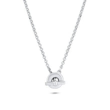 Load image into Gallery viewer, Sterling Silver Rhodium Plated Rolo Adjustable Donut and Bar Necklace