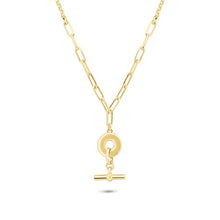 Load image into Gallery viewer, Sterling Silver Gold PlatedPaperclip Rolo Adjustable Donut and Bar Necklace