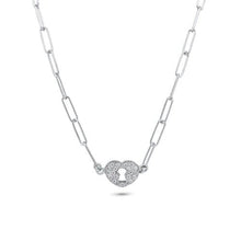 Load image into Gallery viewer, Sterling Silver Rhodium Plated Adjustable Clear CZ Heart Lock Necklace