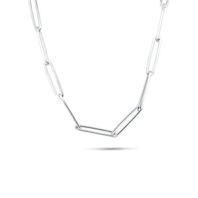Sterling Silver Rhodium Plated Adjustable Long 5.5mm Paperclip Necklace