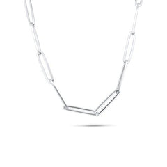 Sterling Silver Rhodium Plated Adjustable Long 5.5mm Paperclip Necklace