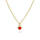 Sterling Silver Gold Plated Rolo Adjustable Enamel Red Heart Necklace