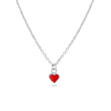 Load image into Gallery viewer, Sterling Silver Rhodium Plated Rolo Adjustable Enamel Red Heart Necklace