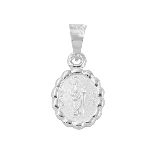 Sterling Silver High Polished Saint Jude Medallion 10.5mm x 12.2mm Pendant
