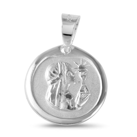 Sterling Silver High Polished DC Communion 10.6mm Medallion Matte Finish For Girl