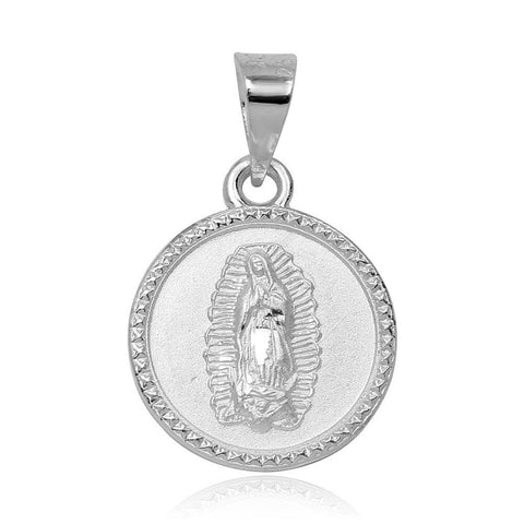 Sterling Silver High Polished Our Lady Of Guadalupe 14mm Charm Pendant