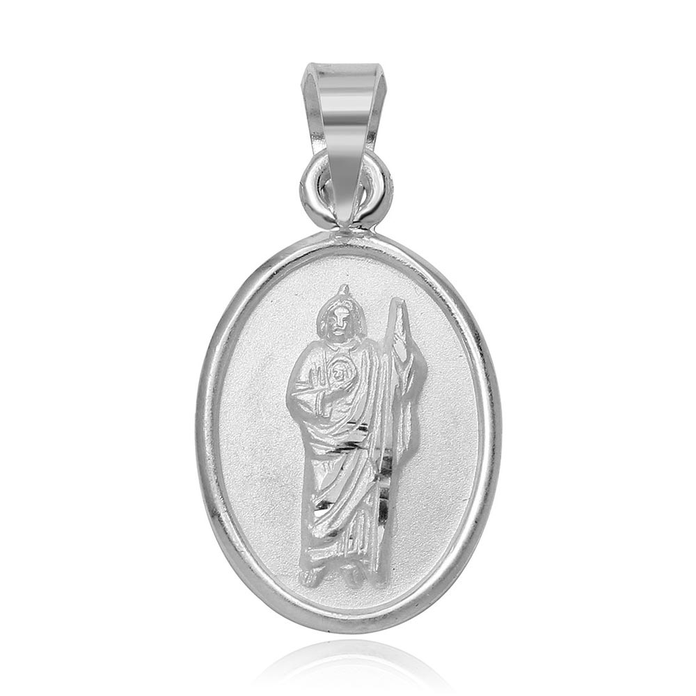 Sterling Silver High Polished St. Jude Medallion Charm Pendant