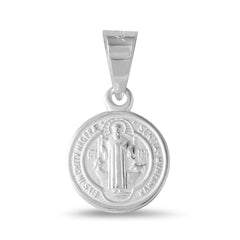 Sterling Silver High Polished Saint Benedict 11mm Medallion