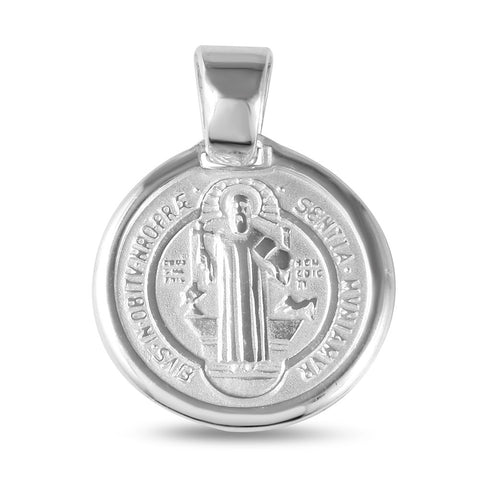 Sterling Silver High Polished St. Benedict 18mm Medallion