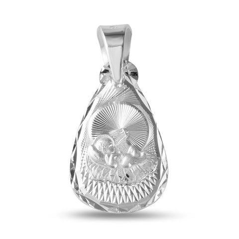 Sterling Silver High Polished Teardrop Shape DC Baptism 16mm x 10mm Medallion