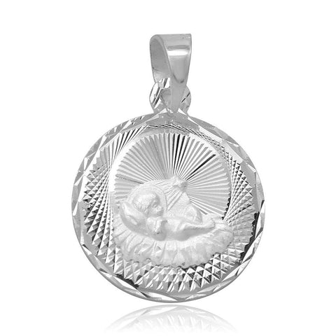 Sterling Silver High Polished DC Baptism Medallion 16mm Charm