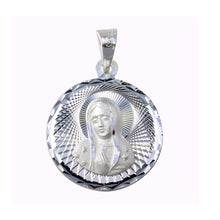 Load image into Gallery viewer, Sterling Silver High Polished Diamond Cut Guadalupe Medallion